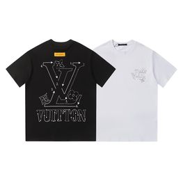 Men's T-shirt, Women's T-shirt, Designer T-shirt, High quality letter layer printed short sleeved loose casual T-shirt, 100% pure cotton men's and women's top OS